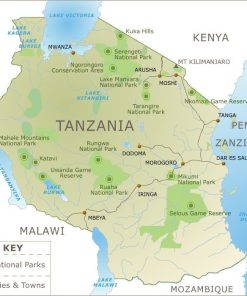 Tourist Safari map of Tanzania