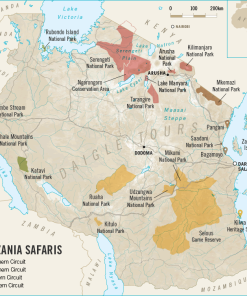 Tourist Safari map of Tanzania